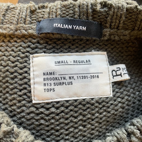 R13 Men’s Italian Yarn Oversized Short- Sleeve Sweater - Picture 7 of 9